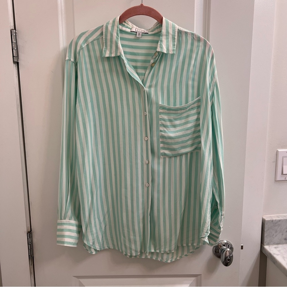 AYR deep end sill button up in mint stripe - M